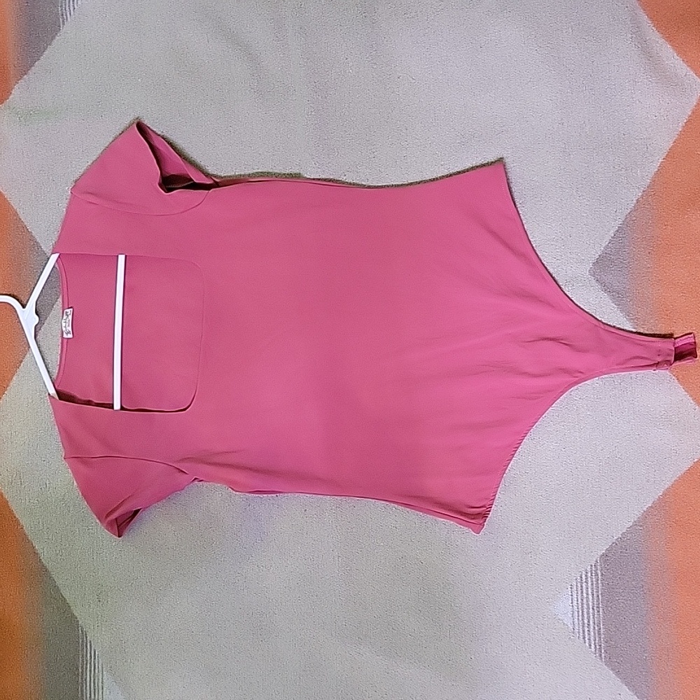 Free People Square Neck Cap Sleeve Knit Bodysuit - Large - Pink